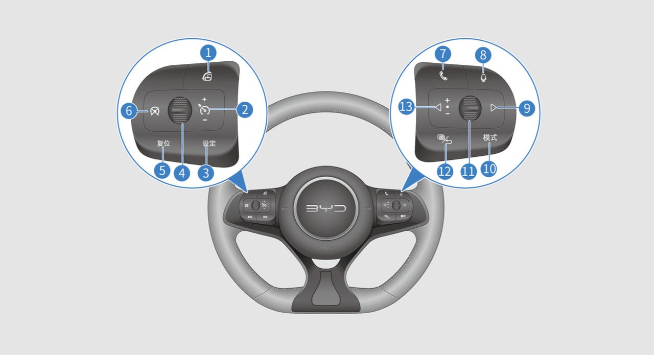 Функции кнопок на руле BYD E2